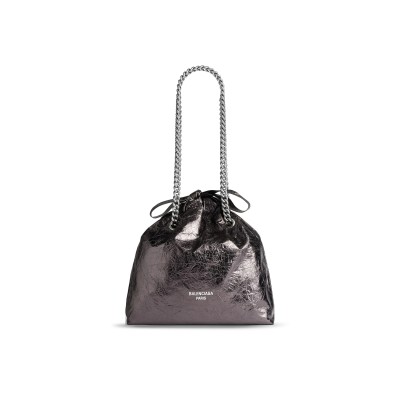 BALENCIAGA WOMEN'S CRUSH TOTE BAG SMALL IN SILVER 7429422AATG1314 (25.9*23.9*9.9cm)